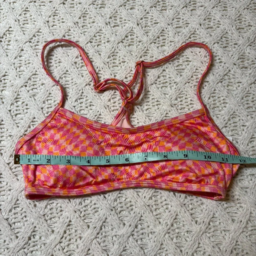 L*Space Checkered Sports Bralette‎ Bikini Top – Pink/Orange Women’s XS - NWOT